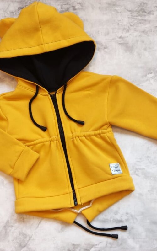 Bluza parka musztardowo czarna