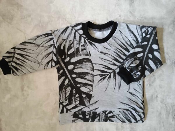 Bluza liście monstery na szarym