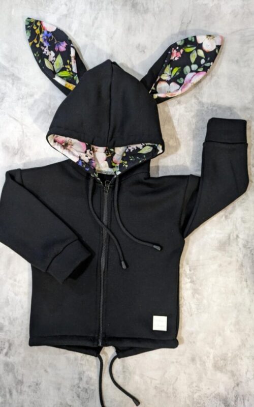 Bluza Parka czarna z kwiatami