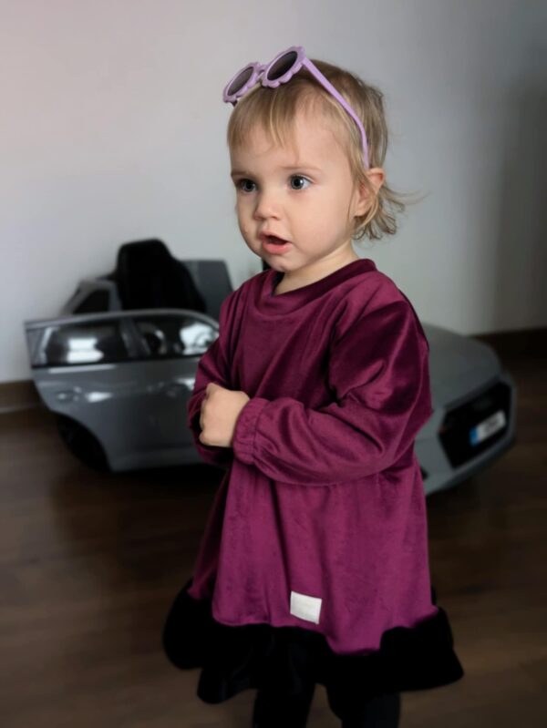 Sukienka fioletowo czarna welur super soft