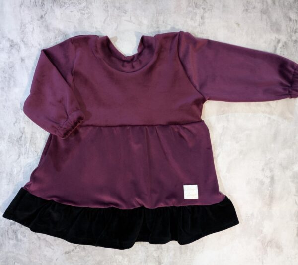 Sukienka fioletowo czarna welur super soft