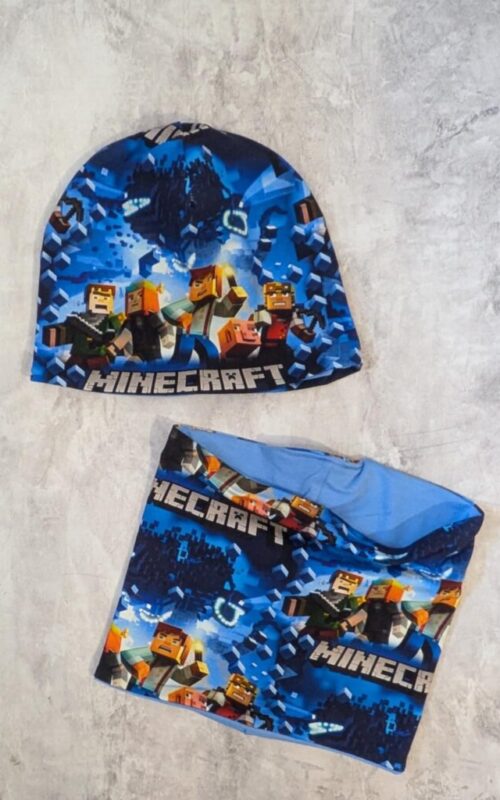 Czapka i komin Minecraft niebieski