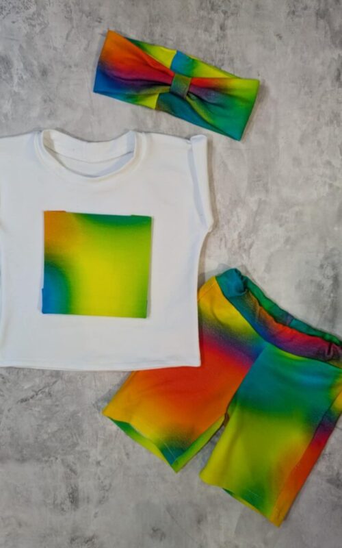 Komplet letni Tęcza z białym z opaską