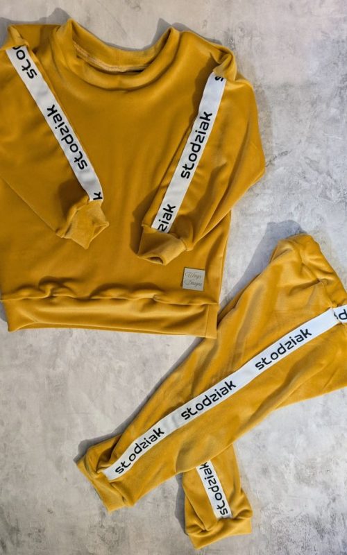 Dres musztardowy Słodziak welur super soft
