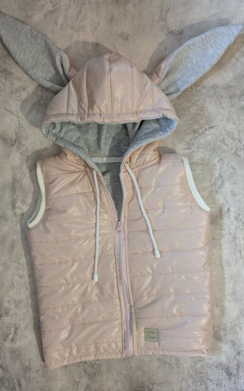 Bezrękawnik pikowany różowe pasy z szarym