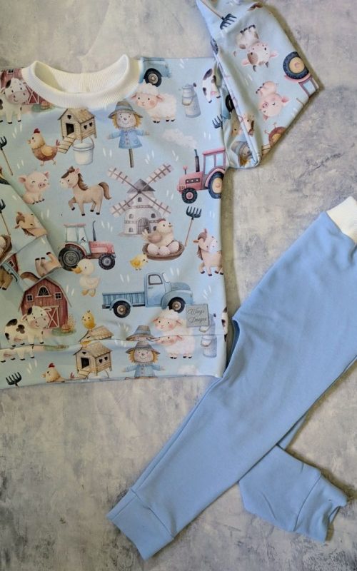 Dres dla dziecka – farma wesoła z błękitem komplet