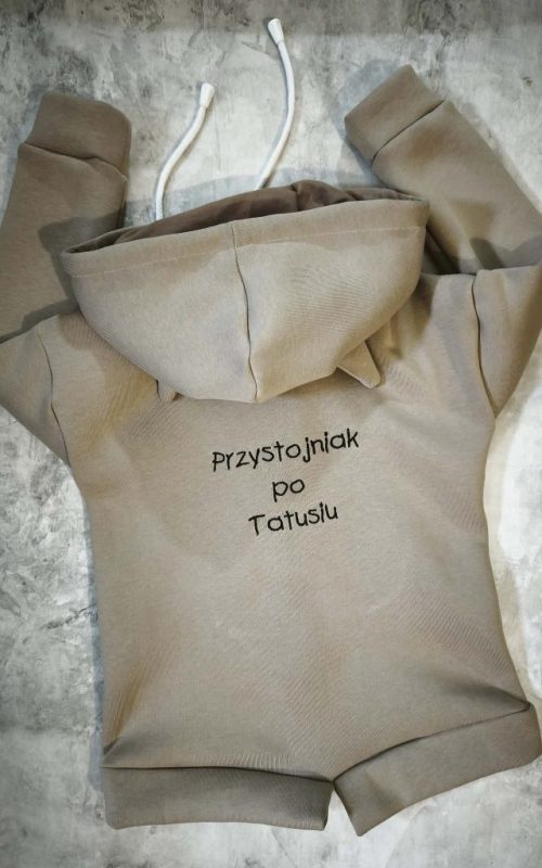 beżowa bluza dla chłopca Przystojniak po Tatusiu z kapturem